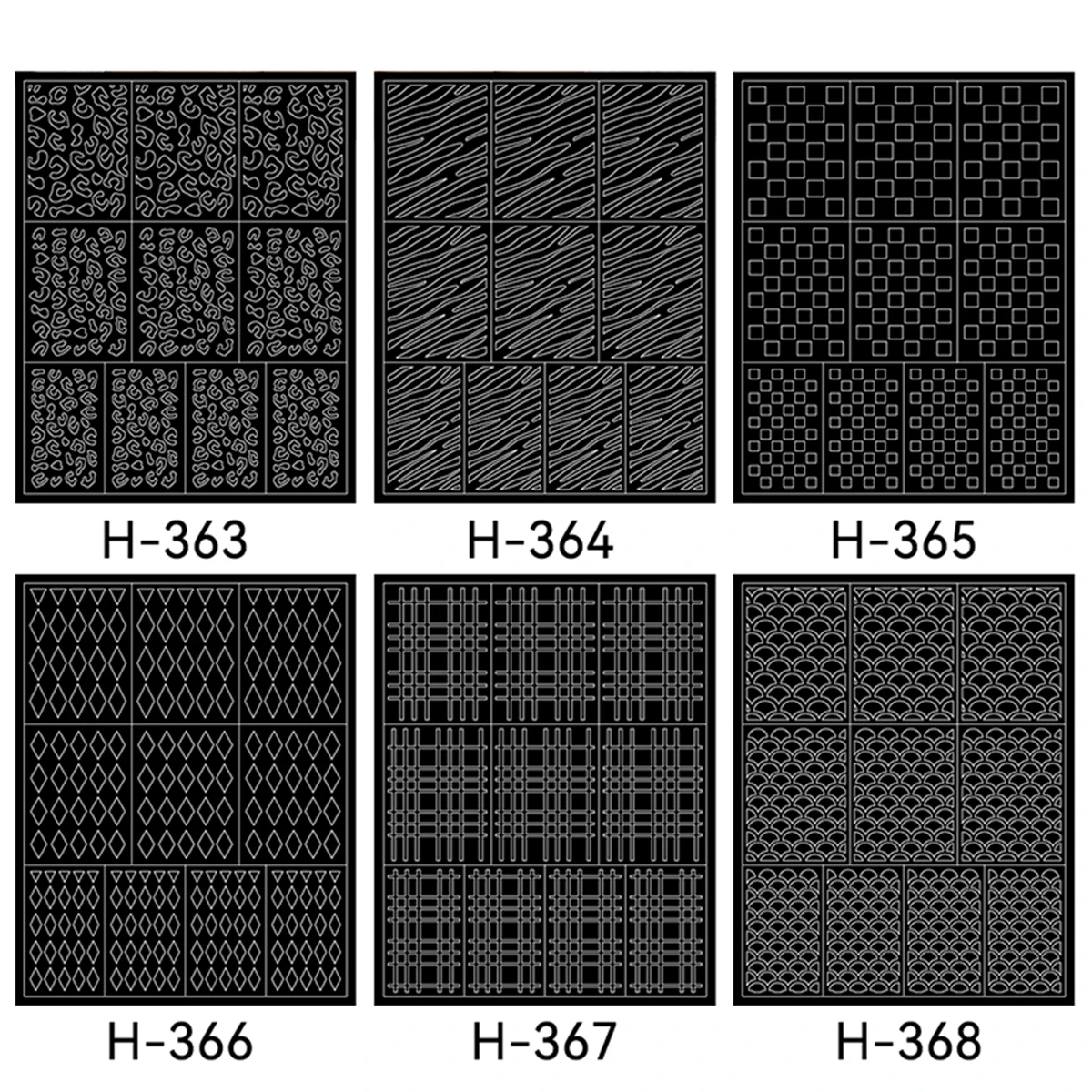 Hollow Grid Stickets for Nails Design Diamond Grid Line Fish Scale Leopard Chessboard Line Nail Art Decoration Decals