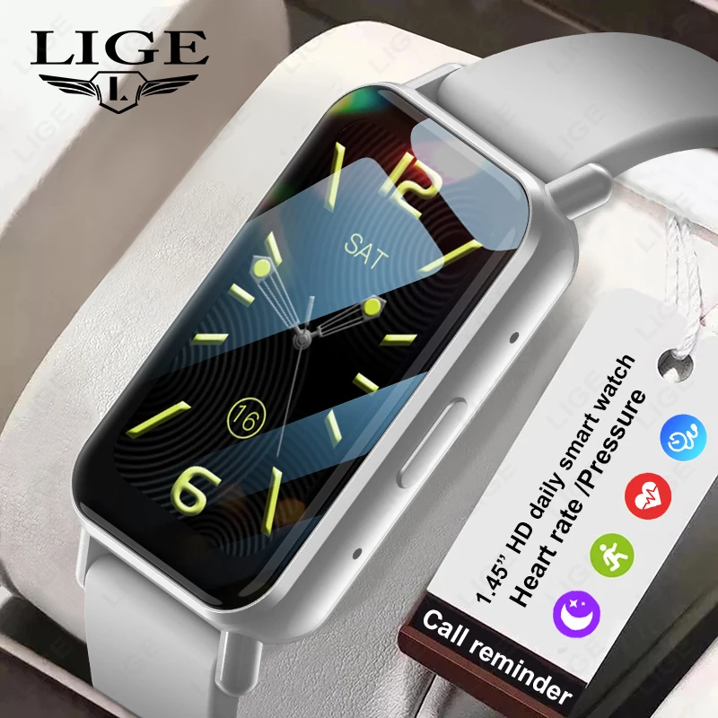

LIGE Smart Watch Women Men Bluetooth Call 1.45'' Smartband Sleep Monitor Sports Bracelet Pedometer Waterproof Ladies Smartwatch