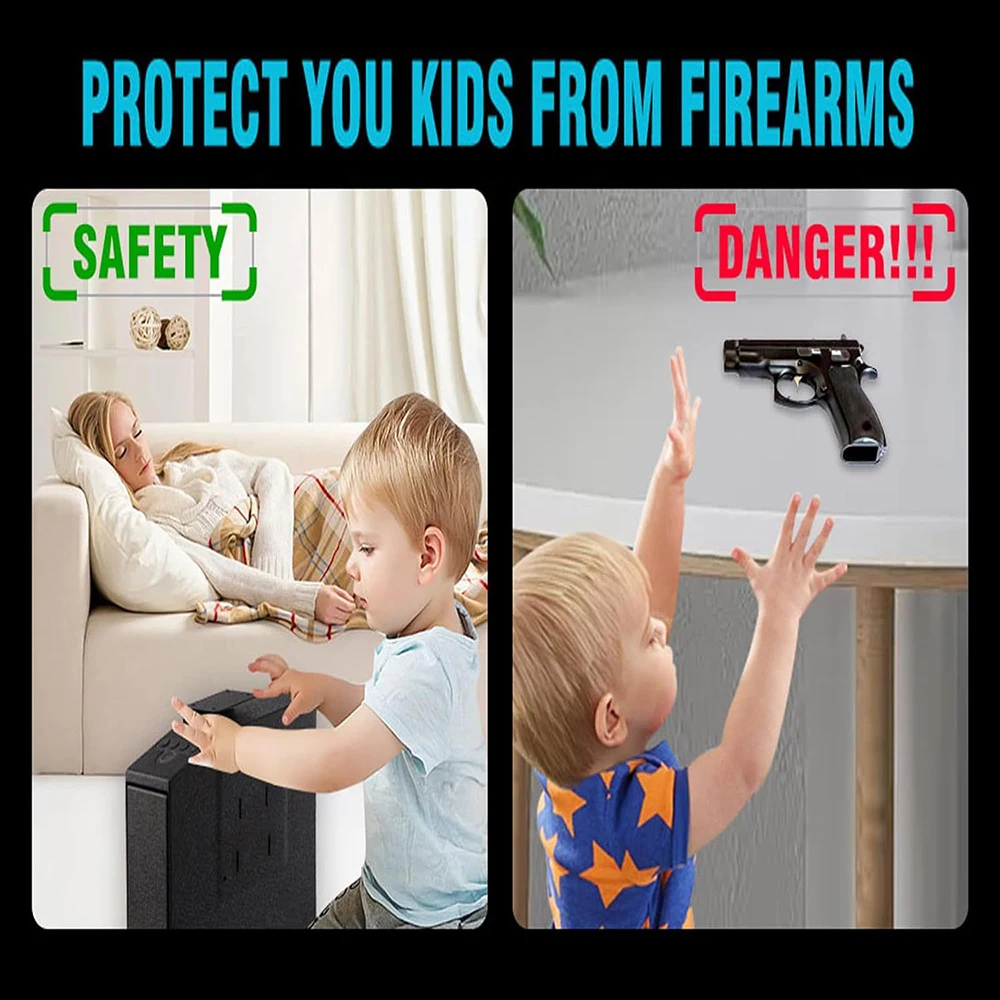 Wall-Mounted Anti-Theft Fingerprint Password Safe Anti-Fall Car Valuables Blue Light Silent Pistol Safe Car Safe Gun Box