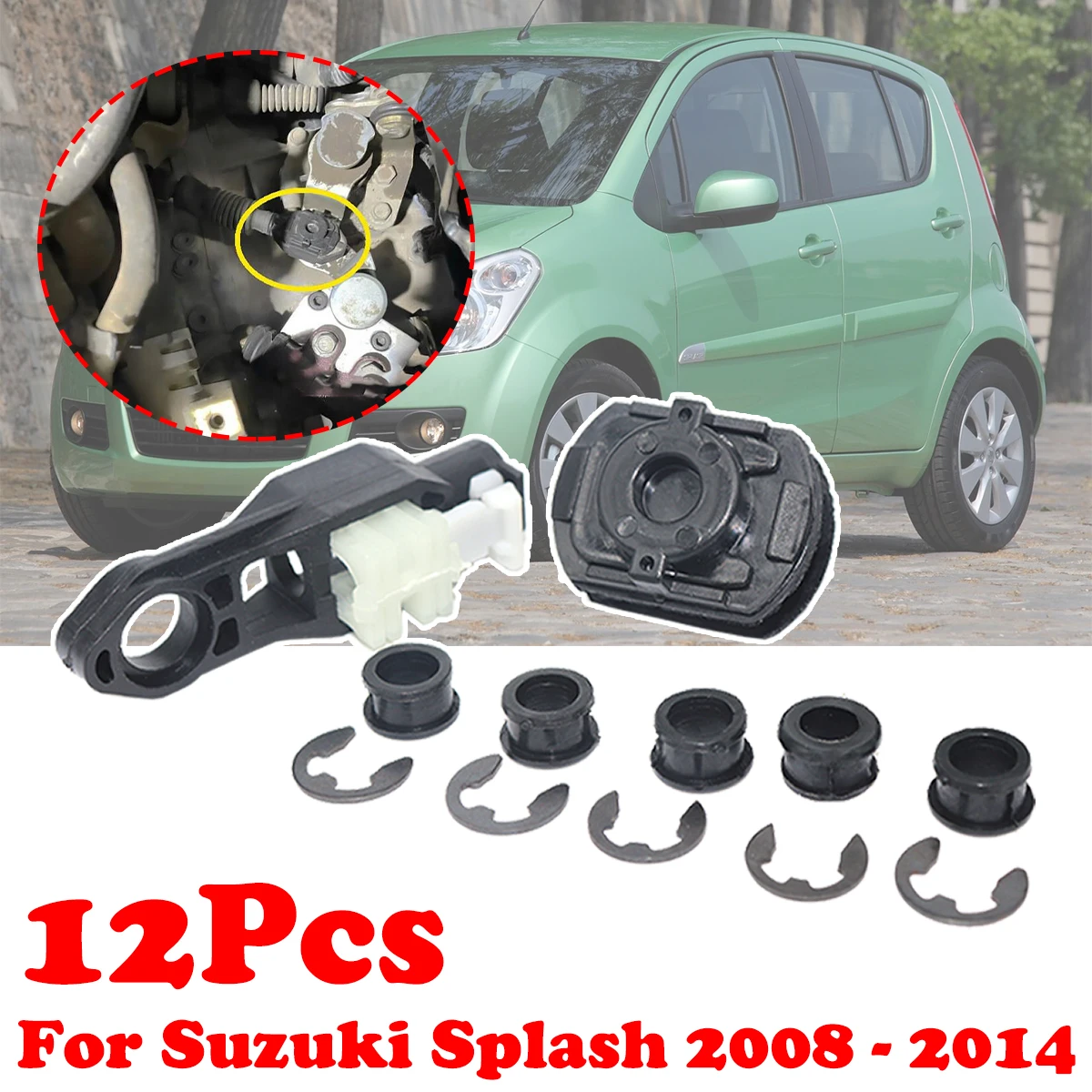 

12pc For Suzuki Splash Gear Shift Cable Linkage Lever End Rod Connect Bushing Munual Transmission Line Sleeve 2008 200 2010-2014