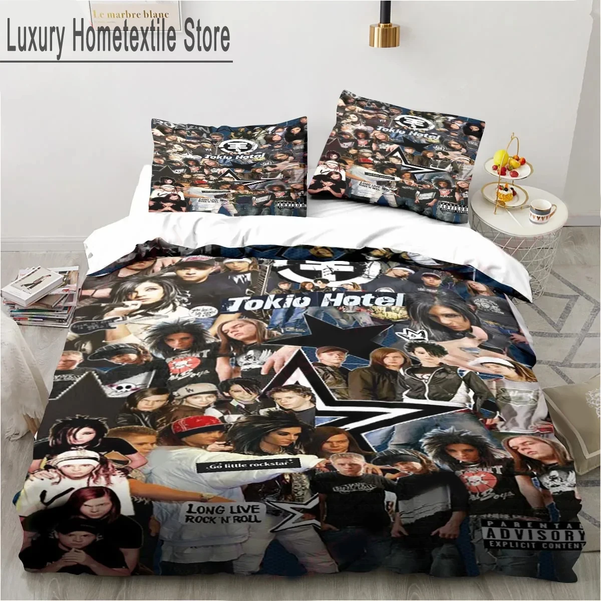 Imagem -04 - Conjunto de Cama do Hotel Tokio para Meninos e Meninas Capa de Edredão Fronha Têxtil Doméstico Gêmeo Queen King Size Cama de Adulto