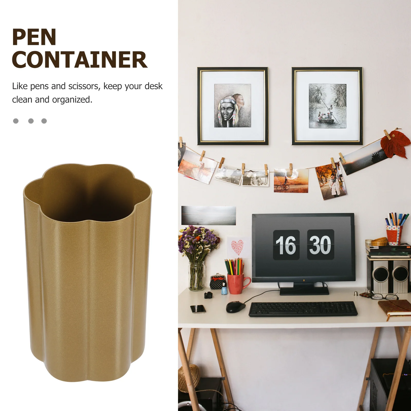 

Stainless Steel Pencil Holder Metal Pen Cup Modern Desk Organizer Makeup Brush Holder Office Supplies Storage Pen Cup