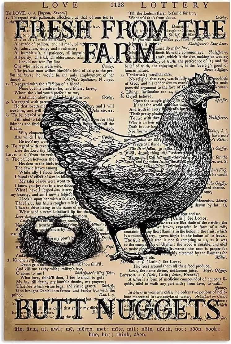 Youpinnong Fresh From The Farm Butt Nuggets Metal Tin Sign Vintage Chickens Retro Poster Home Decor Wall Art Plaque Decor G sign