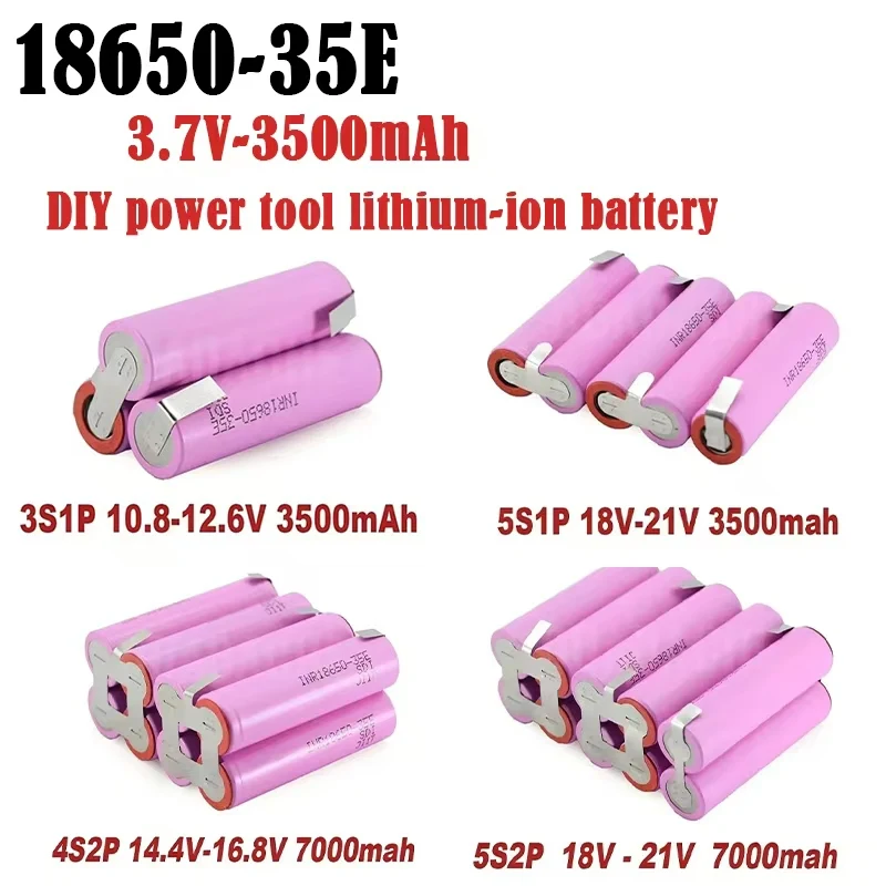 

18650 35E 3500mAh7000mAh 3S 4S 5S 6S 8S 7.4V 12.6V 14.8V 18V 25.2V 29.6V ScrewdriverBattery Welding Battery Pack Customizable