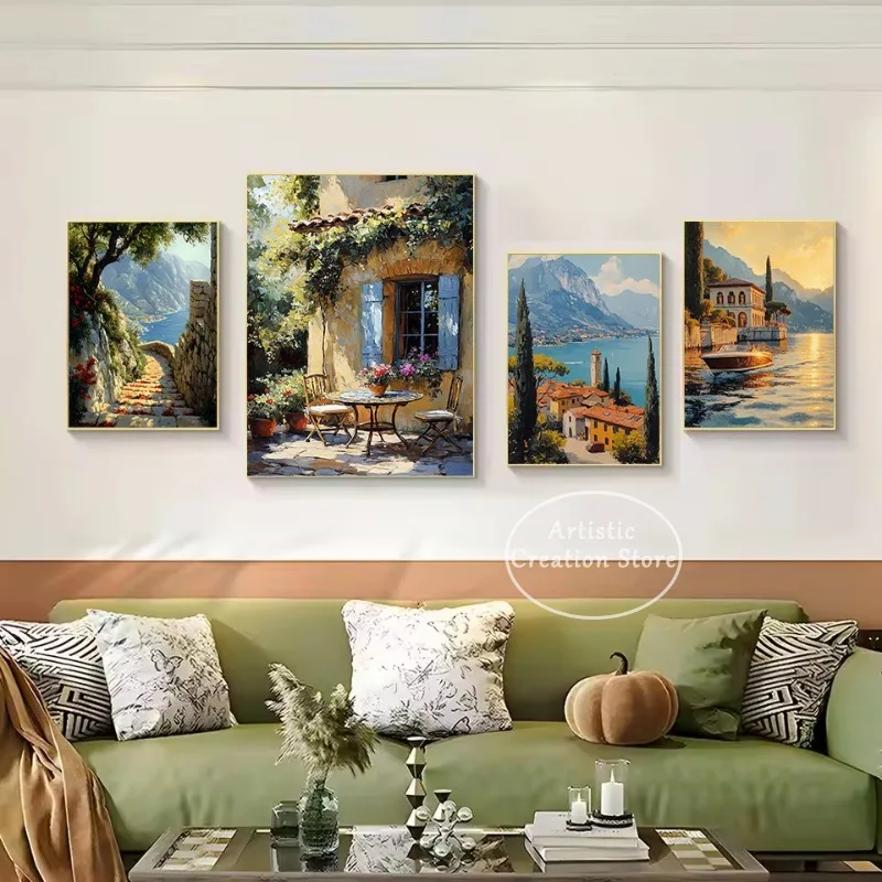 Classic Italian Countryside Mediterranean Landscape Tuscany Capri Coastline Poster Canvas Painting Wall Art Pictures Home Decor