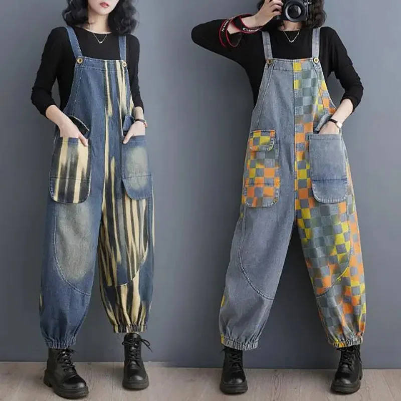 

New Women's Korean Denim Jumpsuit Spring Autumn, Large Pockets, Tight-fitting Denim Jumpsuit, Female Casual Overalls Jeans