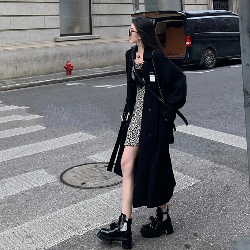 

Woman Trench Coat Fall Winter Sporty Layered Body Kaki Appearance Color-Blocking Wash Resort Anti-Splash Petite-Friendly Deep