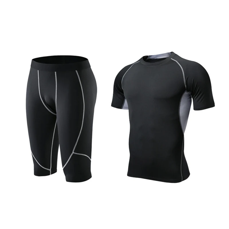 

Men's Compression Shorts and T-Shirts Running Exercise Sports Tights Leggings Stretch Quick Dry Compression Set