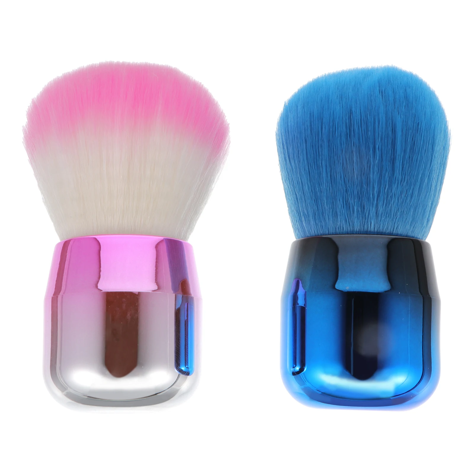 

2pcs Makeup Brush Set Plastic Fiber Blusher Foundation Powder Brushes Home Travel Use Lightweight Durable Soft Smooth