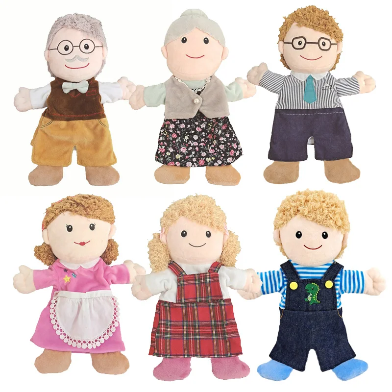 Family Soft Stuffed Toy Doll Dad Mum Brother Sister Cospaly Plush Doll Educational Baby Toys Kawaii Hand Finger Puppet