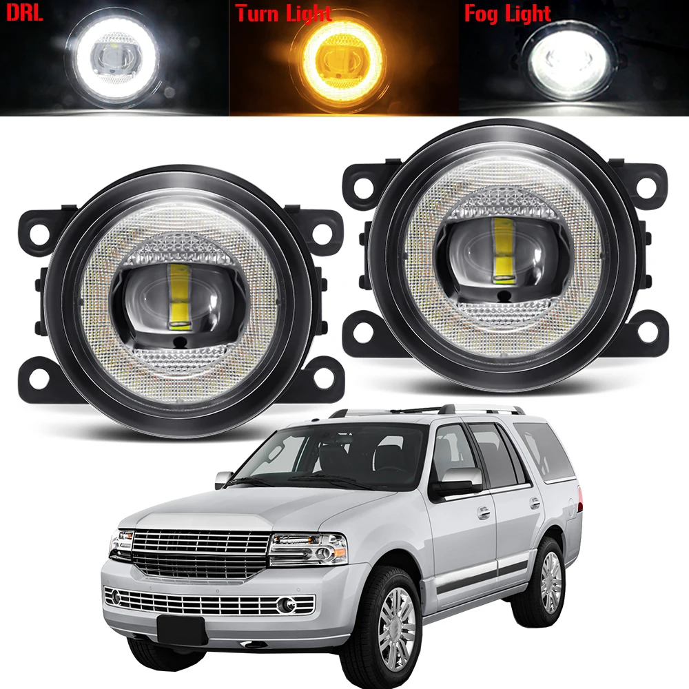 3in1 Fog Light Assembly 30W Car LED Angel Eye Fog Turn Signal Daytime Running Lamp DRL H11 12V For Lincoln Navigator 2007-2014