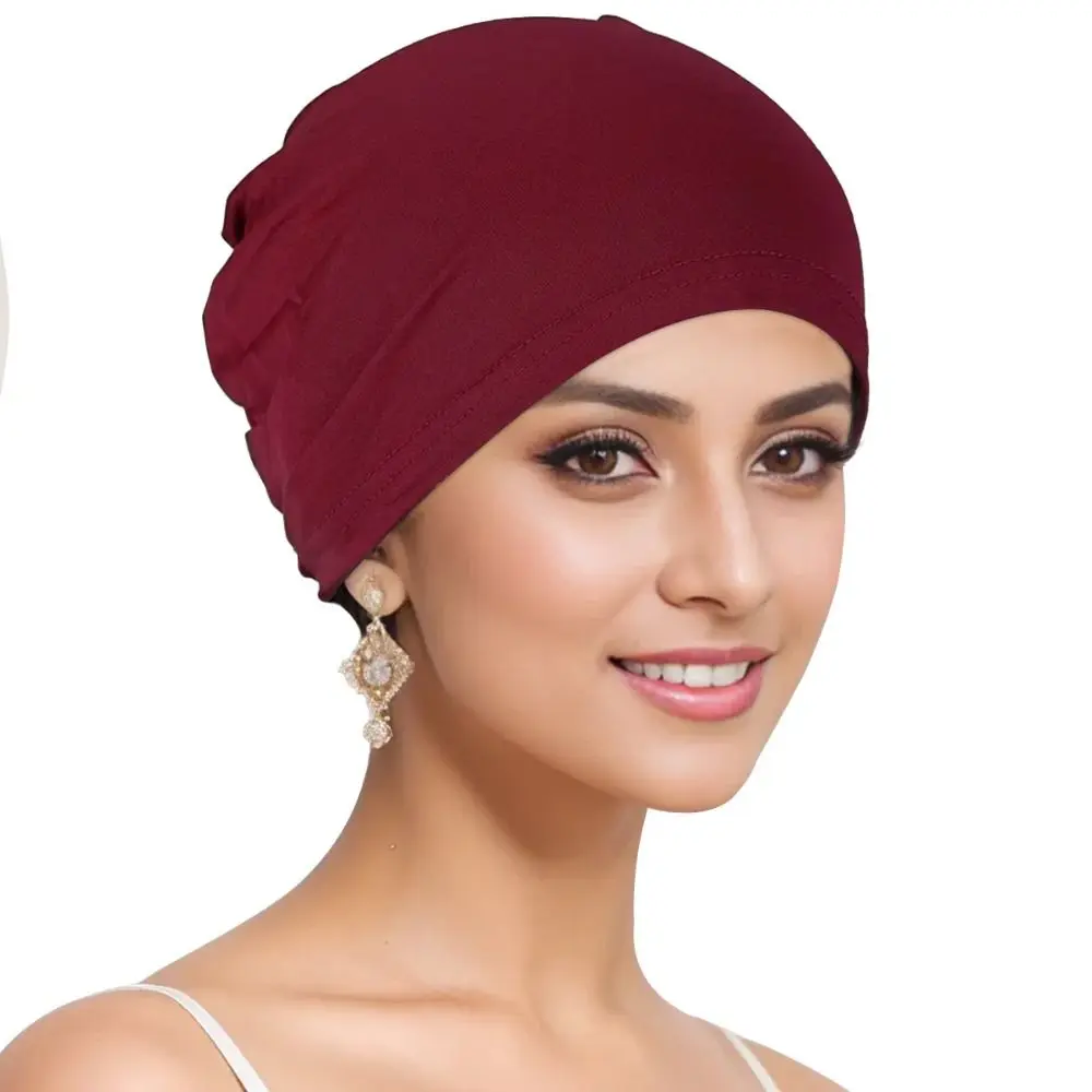 New Premium Muslim Hijab Caps Cotton Solid Color Elastic Bonnet Cap Musliman Turban Fashion Closed Hijab Underscarf