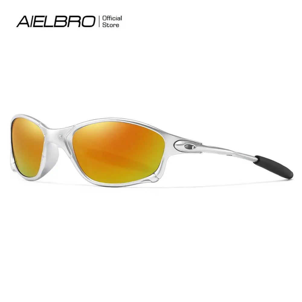 

AIELBRO Colorful Sport Sunglasses Sun Glasses Goggles UV400 Windproof Sunglasses for Men Women Retro De Sol Masculino