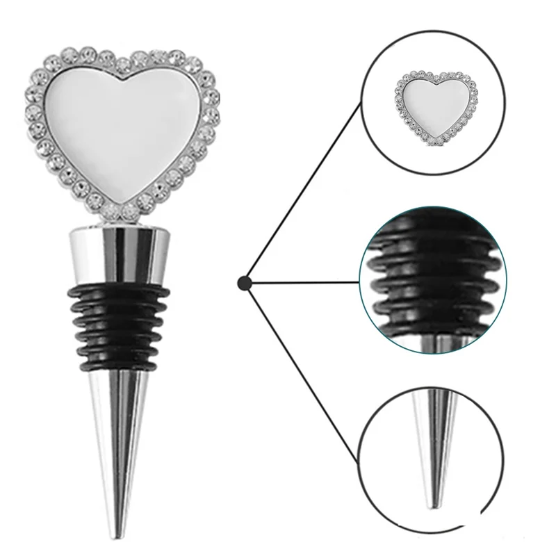 

A89Q-10PCS Sublimation Blank Wine Bottle Stoppers, Reusable Wine Stoppers Detachable Necklace For Gift, Bar, Party, Wedding Dura
