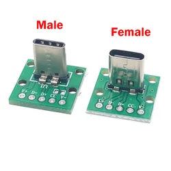 1pc USB Type C Vertical Patch Board 24pin Data Plug Band PCB 24P Male Head 14P Female Socket Usb C Connector