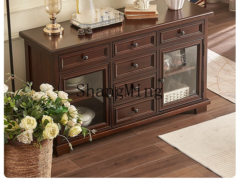 SM solid wood dining side cabinet household simple modern storage solid wood wine cabinet cherry wood furniture