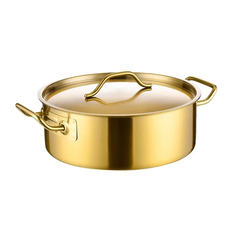 Single bottom hot pot thickened stainless steel induction cooker, universal large-capacity golden mandarin duck pot household
