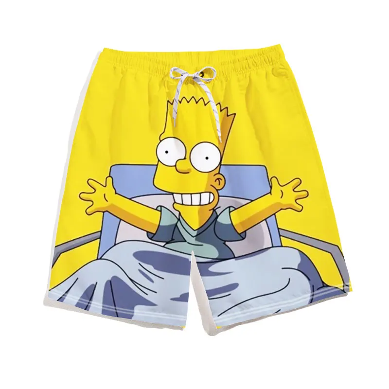 

Disney The Simpsons Shorts Cartoon Anime Around 3D Digital Printing Beach Pants Fashion Creative Men's Outdoor Sports Pants