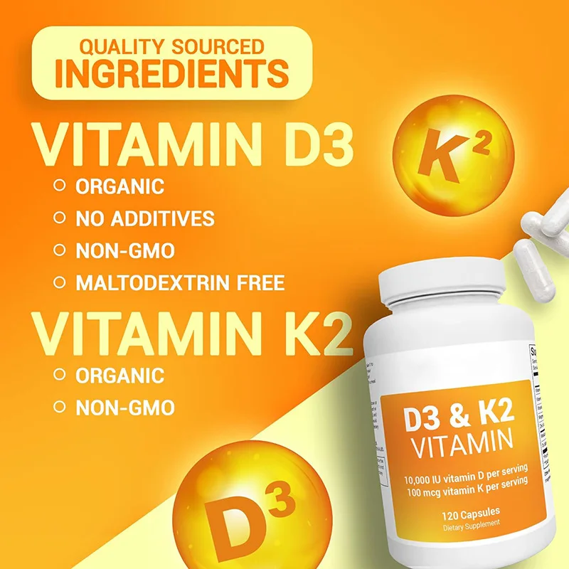 

Vitamin K2+D3 capsules promote calcium absorption, regulate immunity, and promote bone health and cardiovascular health