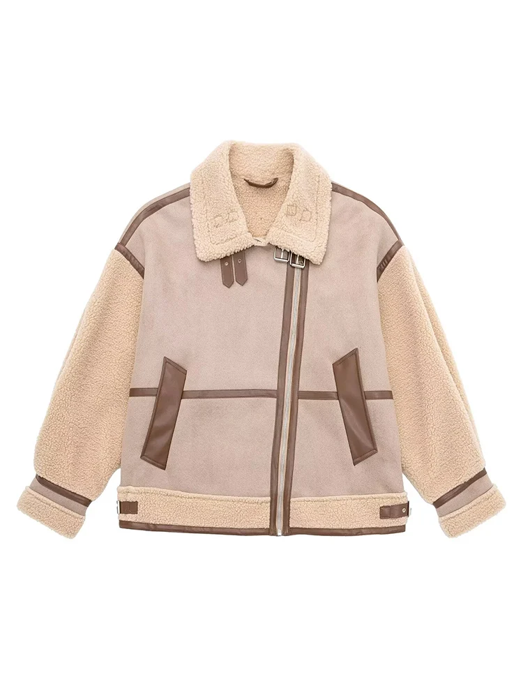 TFMLN Cappotto corto da donna invernale Moda impiombato caldo spesso colletto rovesciato Cappotto casual nuova giacca da strada femminile vestibilità ampia