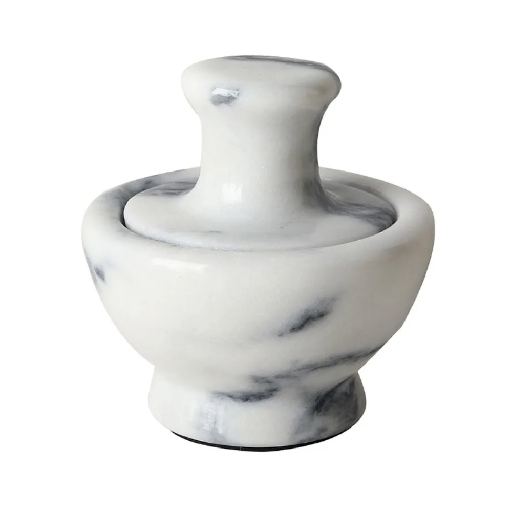 Garlic Press Manual Marble Garlic Mortar Retro Mushroom Pestle Herbs Grind Bowl Mini Household Spice Grinder Kitchen Utensil
