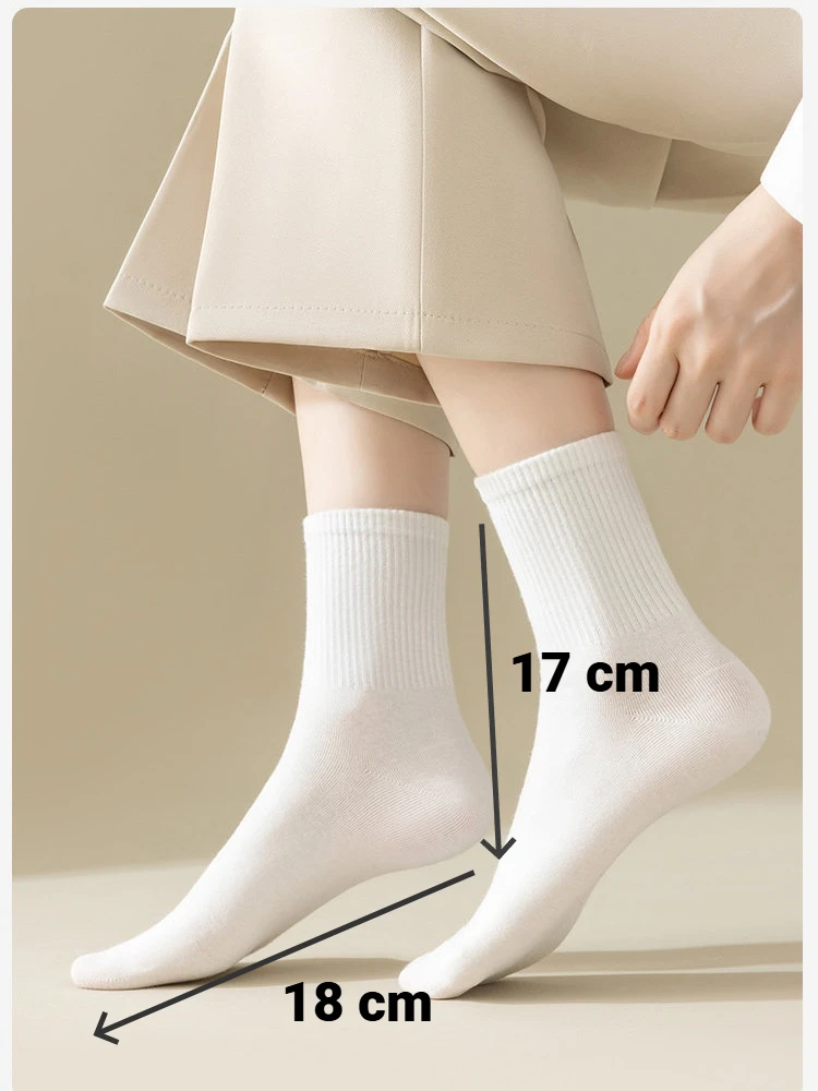 5 Paar einfarbige Damensocken, schlicht, vielseitig, modisch, geruchsabweisend, atmungsaktiv, weich, bequem, für Freizeit, Sport und den täglichen Gebrauch. – Detail 1
