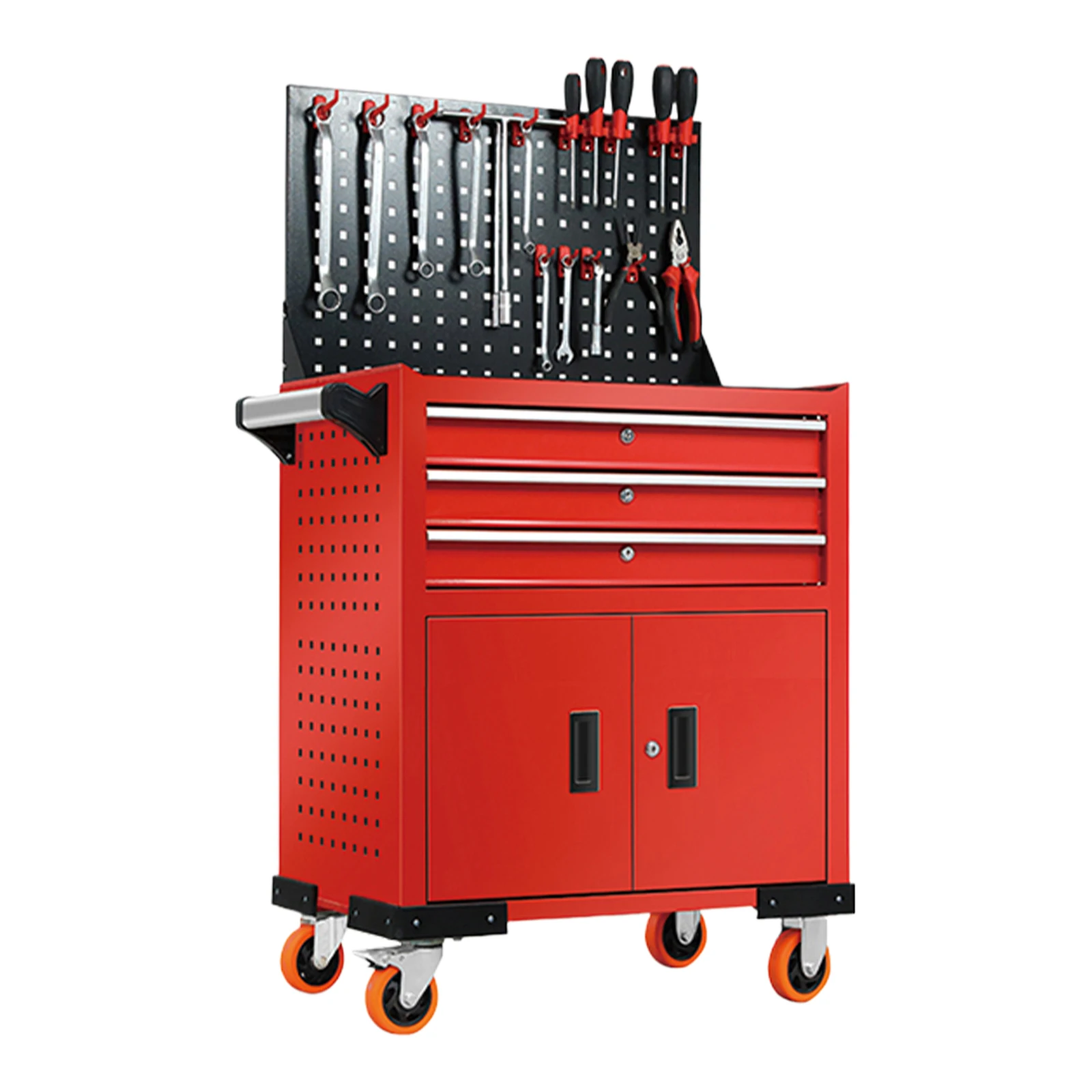 

Rolling Tool Chest with Back Panel,3-Drawer Rolling Tool Box with Lock and Wheels for Garage,Warehouse,Workshop,Repair Shop