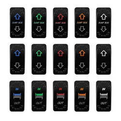 3 Way Led Rocker Switch 12V/24V DPDT ON OFF ON Waterproof Momentary Winch In Out Up Down Dump Box Arrows for Car Boat Machines