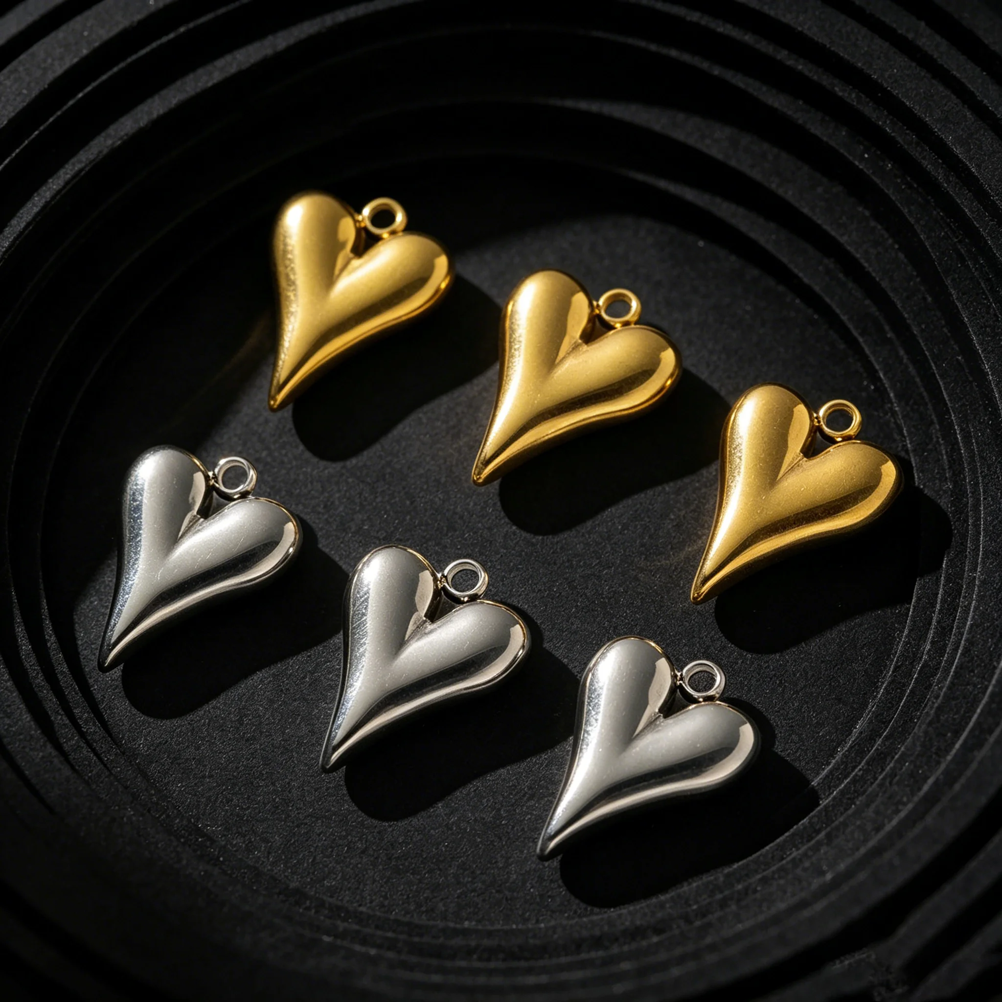 5 Stück Edelstahl-Anhänger in Herzform für DIY-Halsketten, Armbänder, Ohrringe, Schmuckherstellung, Zubehör, Accessoires – Detail 2