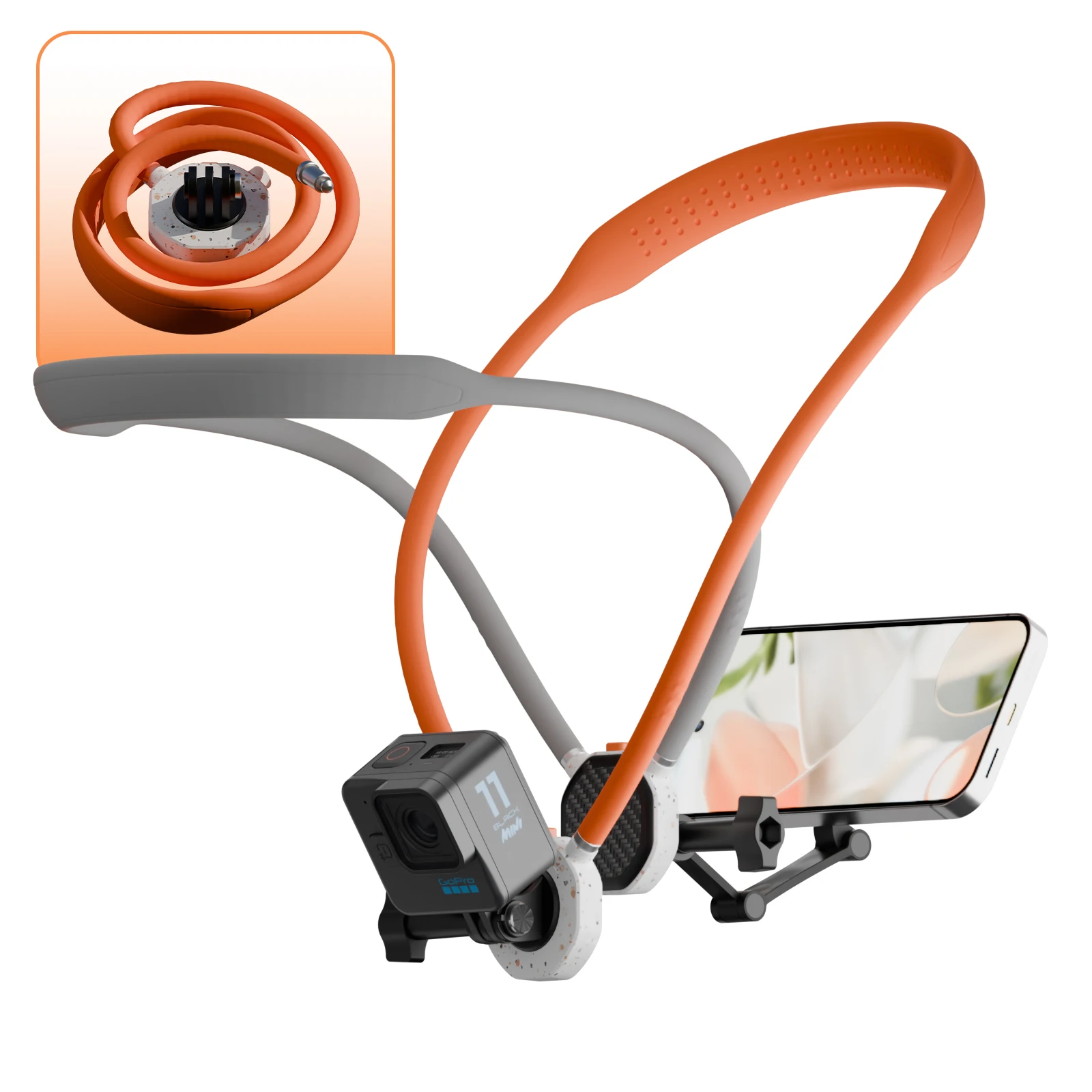 Магнитный держатель телефона на шею 4-в-1, совместимый с Android, iPhone, GoPro, DJI, подходит для приготовления пищи/велосипеды/на открытом воздухе
