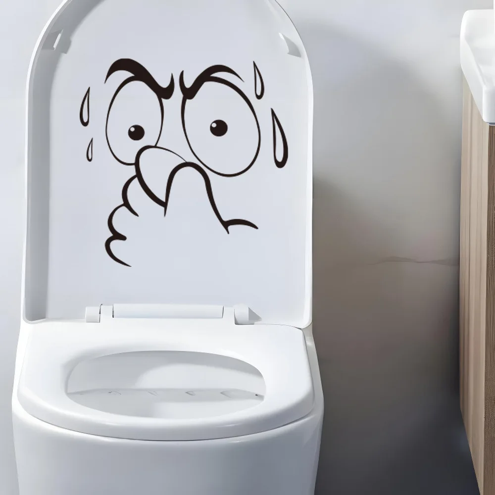 1 Stück Kreative Lustige Badezimmer-Aufkleber Toiletten-Aufkleber Wandaufkleber Badezimmer-Dekoration Niedliche Cartoon-Expressions-Toiletten-Aufkleber Kunst-Dekor – Detail 6