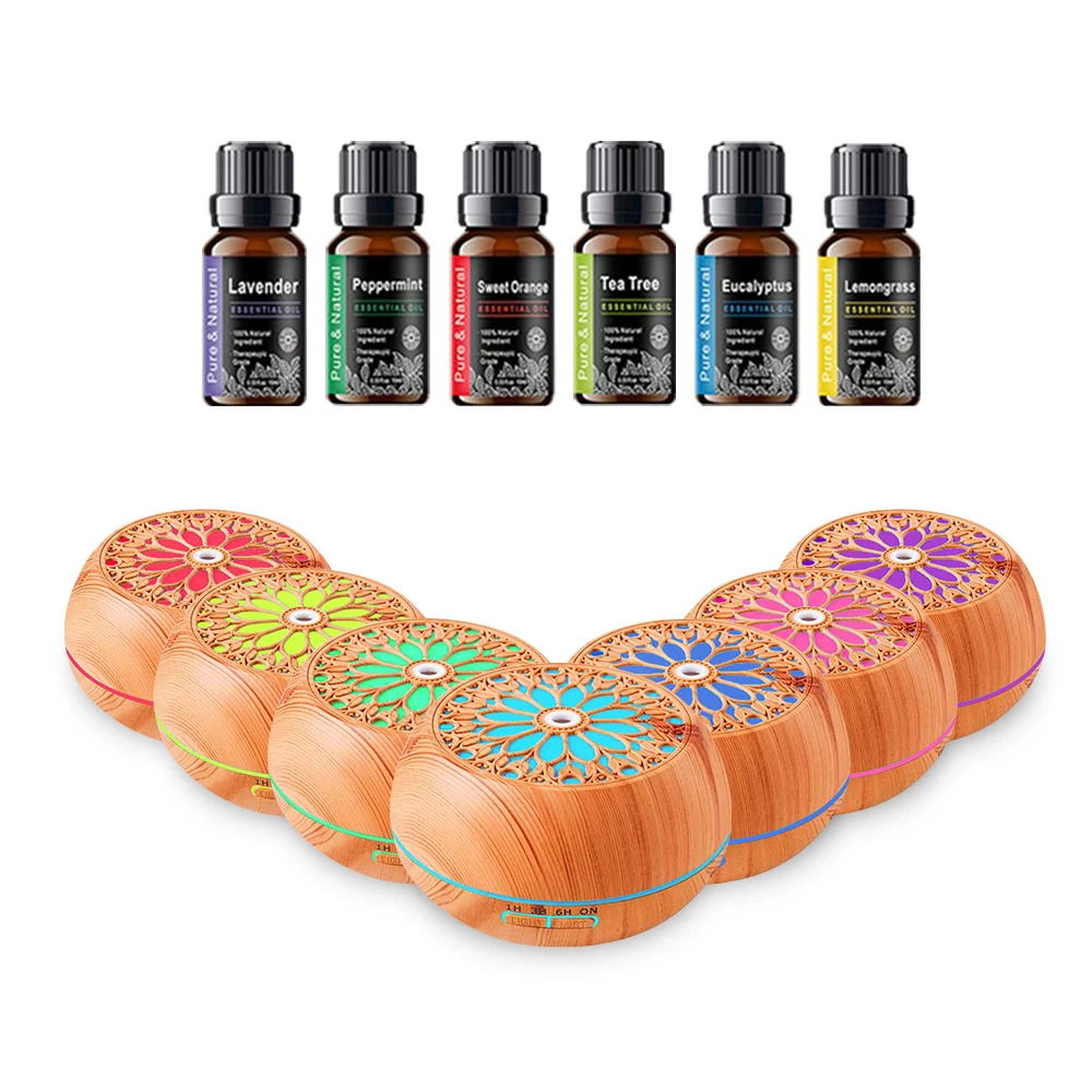 550 ml XL-Diffusor + 6 ätherische Öle als Geschenkset – sprachfreier Soundwave-Luftbefeuchter mit Timer und RGB-Beleuchtung