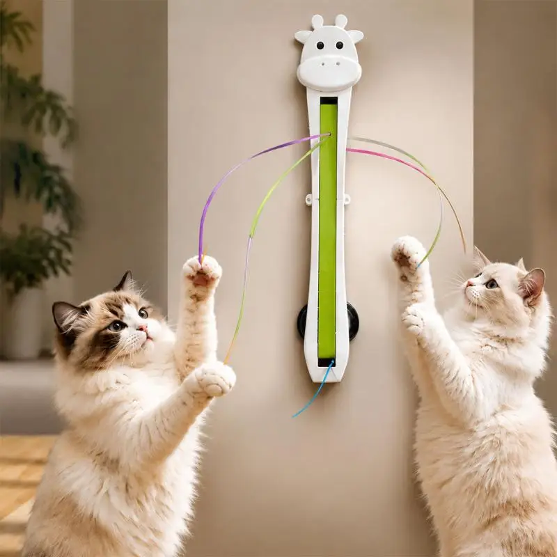 Wall Mount Automatic Interactive Cat Toy Moving Rope Teaser Wand For Indoor Kitten Exercise Relieve Bored Pet Supply