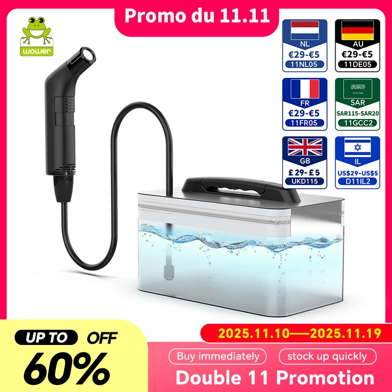 

Wower Portable Electric Bidet for Personal Hygiene Cleaning 2.3L Shattaf Rechargeable Travel Camping Bidet Shower Sprayer