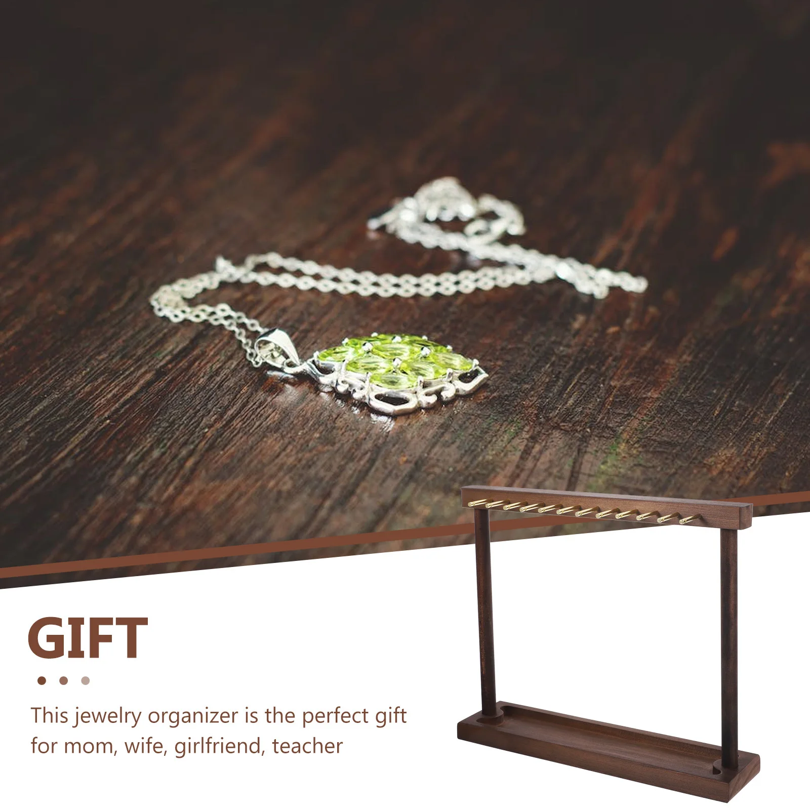 

TENDYCOCO Double Sided Jewelry Hanger Earring Display Rack Watch Necklace Stand Bracelet Organizer Wooden Tower