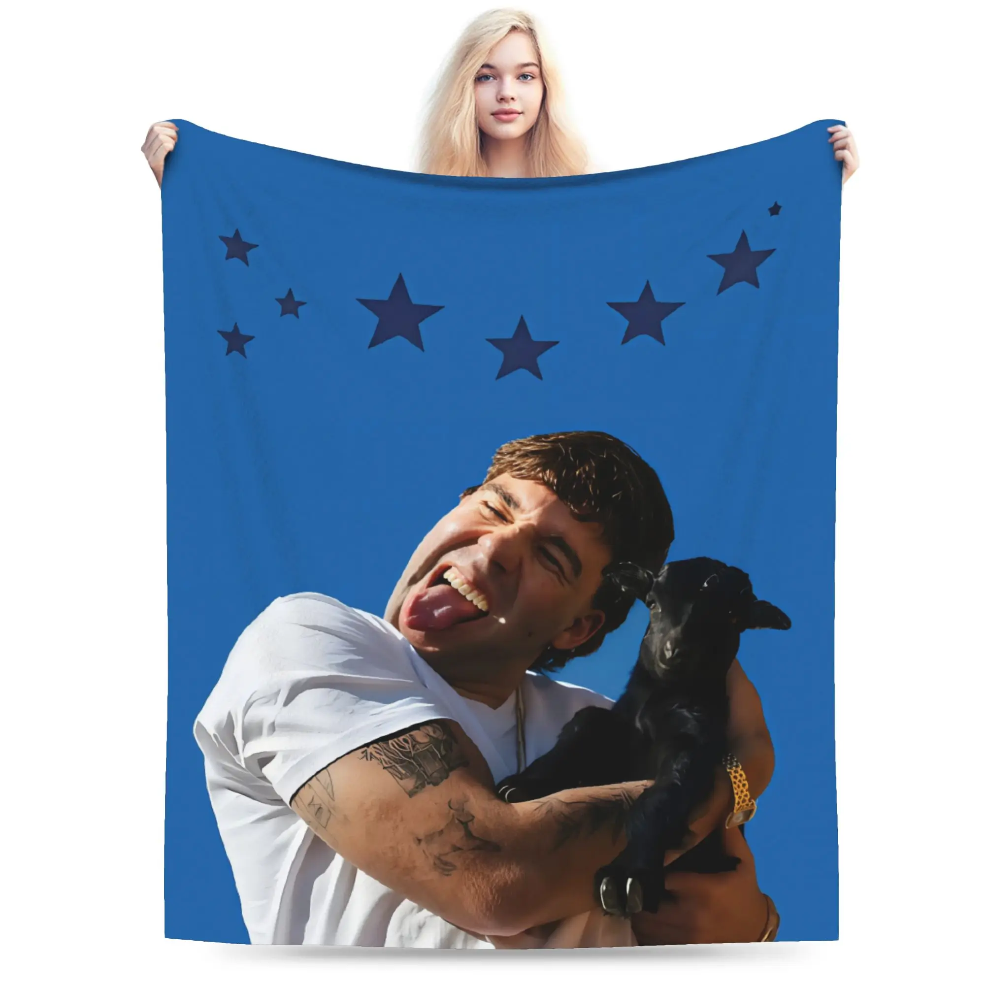 Custom Quevedo Black Goat Blanket Warm Fleece Soft Flannel Funny  Throw Blankets for Bedroom Couch Car Autumn