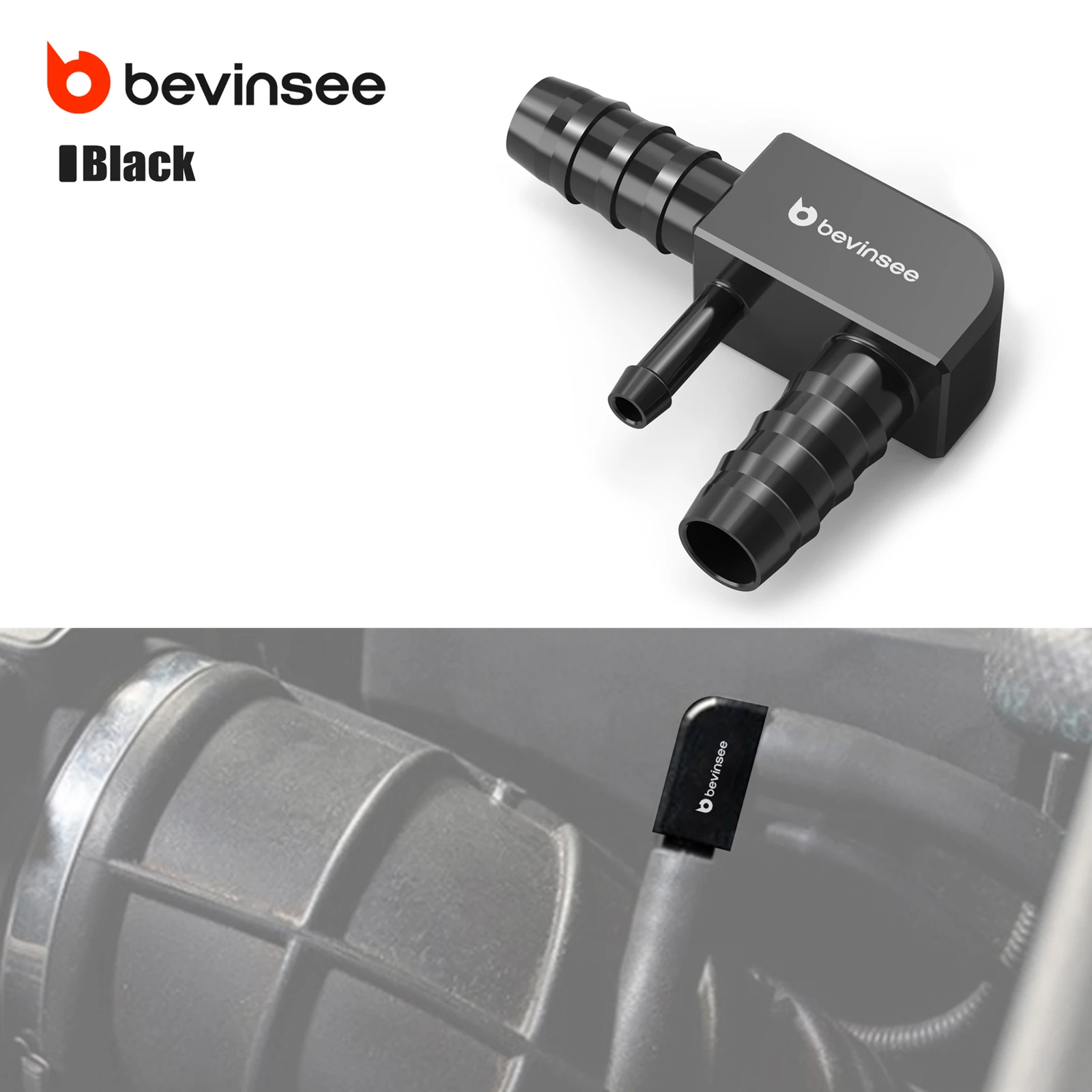 BEVINSEE Aluminum Vacuum Hose F-Connector for BMW M54 E39 525i 530i,E46 325i/Ci/Xi/Ti 330i/Ci/Xi,Z3 3.0i,Replace for 13327503677