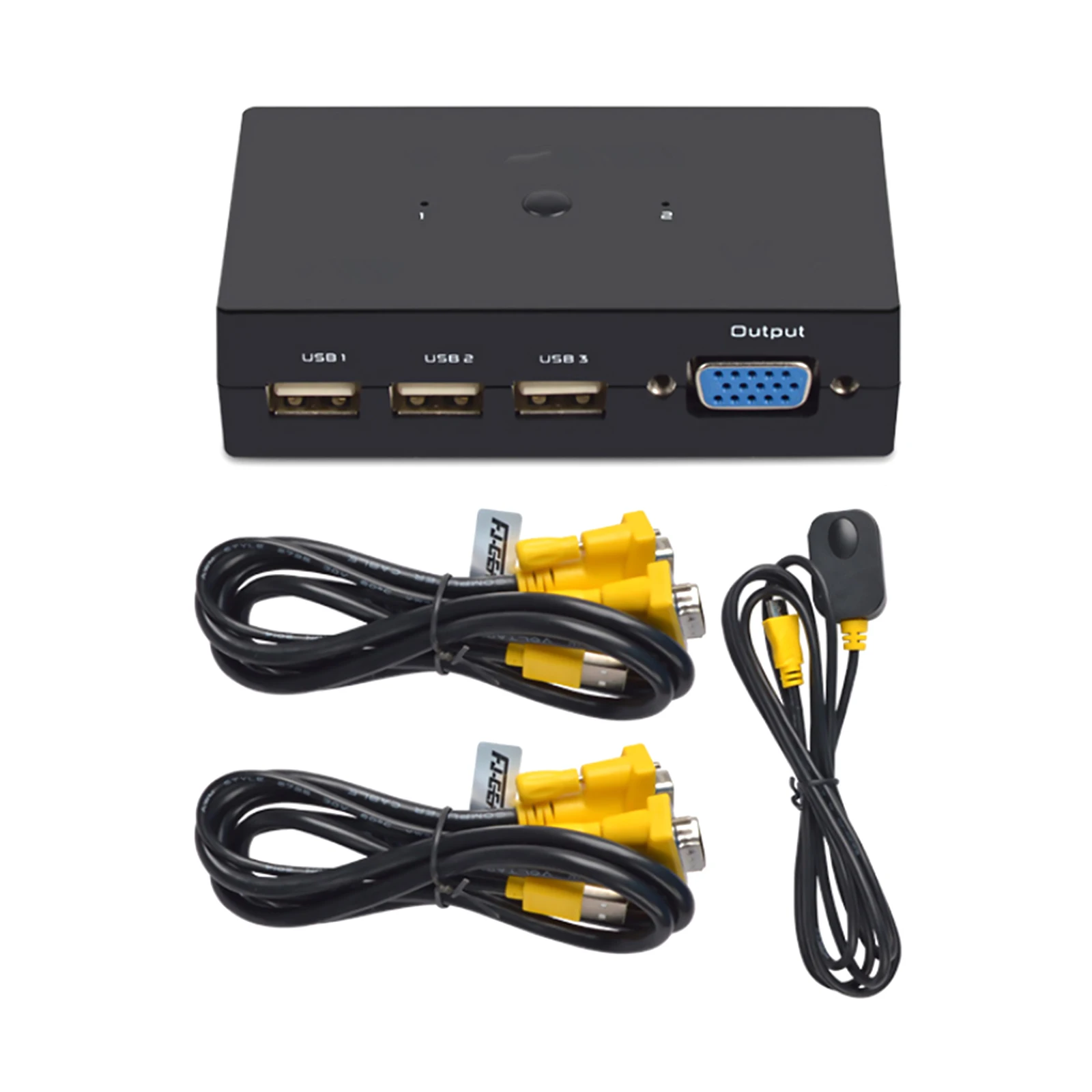 

2x1 VGA KVM Switcher 2 in 1 out 3 Port USB 1920*1080 VGA KVM Switcher With Desktop Controller For Keyboard Mouse Monitor Adapter