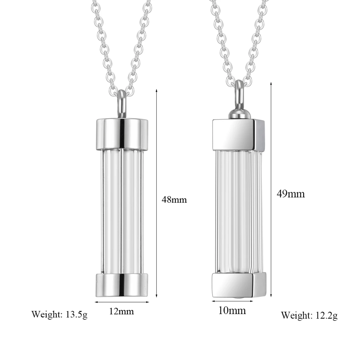 1 Stück Edelstahl Wunschflasche Halskette Parfümfläschchen Anhänger Asche Haar Blume Gedenkschmuck Transparent Unisex Andenken – Detail 1