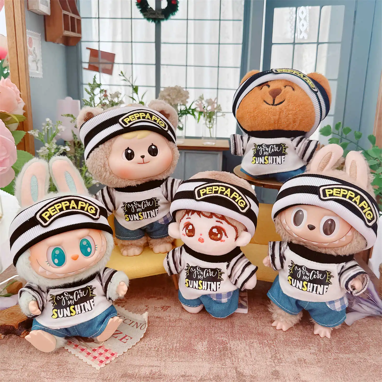 

10cm Kawaii Mini Idol Doll Clothes Cute Cool Boy Graffiti 3Pcs Set for Plush Doll Dress Up Changing Clothes Game Girls Gifts