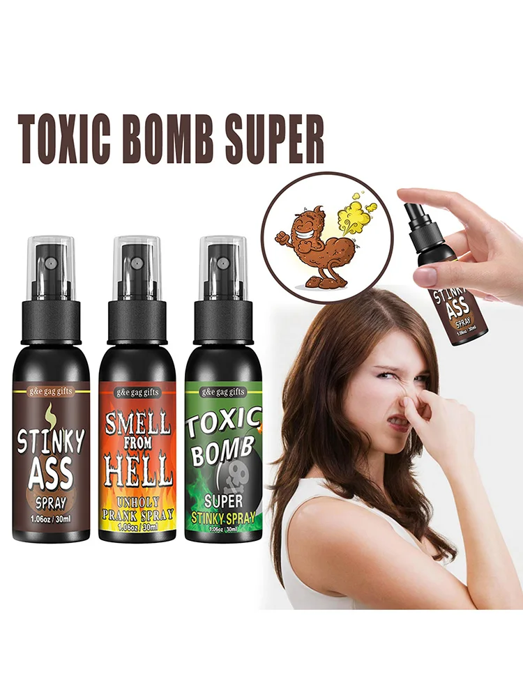 30ml Fart Gag Spray Prank Joke Plastic Spray Can Stink Party Supplies Stinky Fart for Adults Kids Non Toxic Halloween Funny Toys