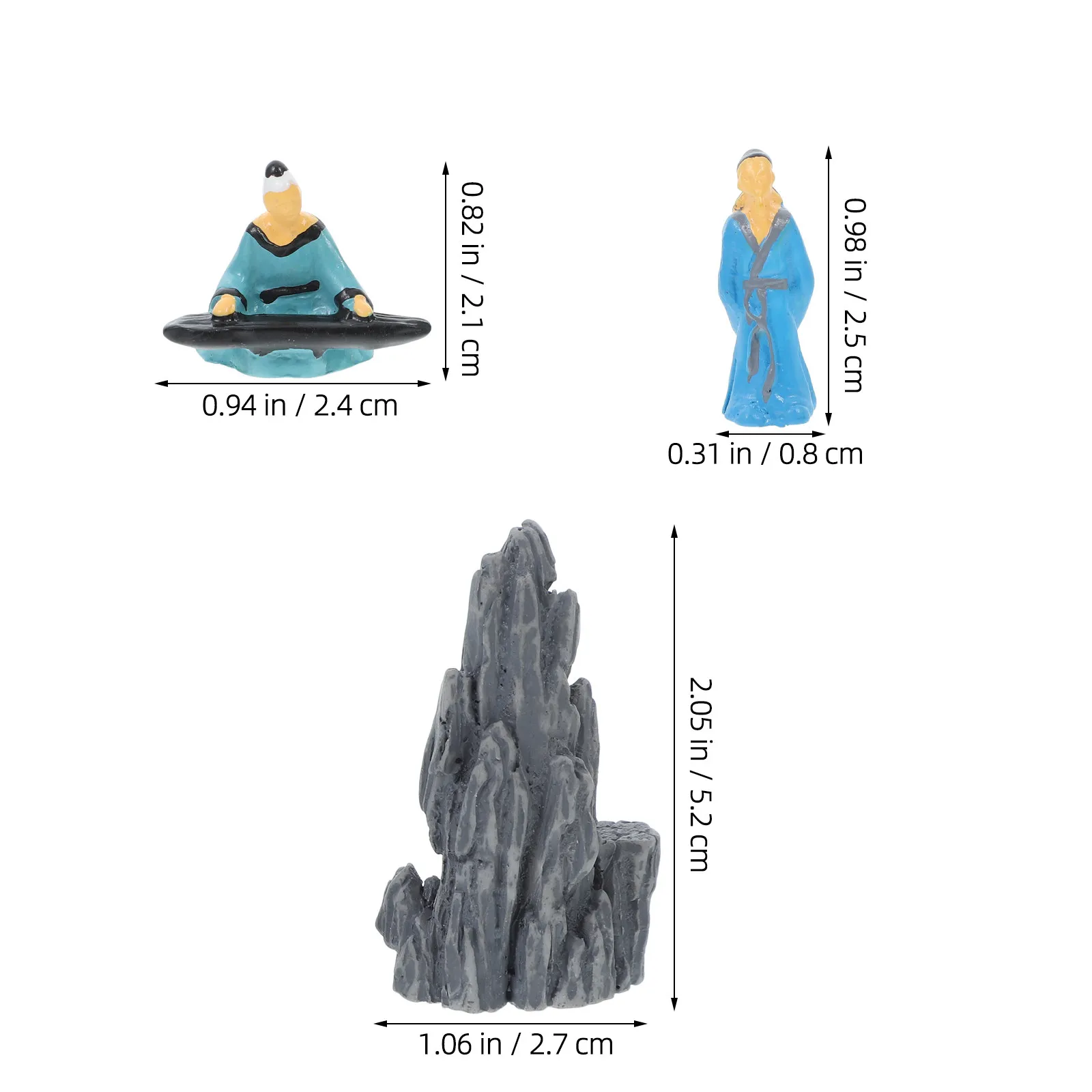 9Pcs Mini Resin Ancient Chinese Scholar Playing Qin Statue for Bonsai Micro Landscape Zen Garden Diorama Fish Tank Tea Room