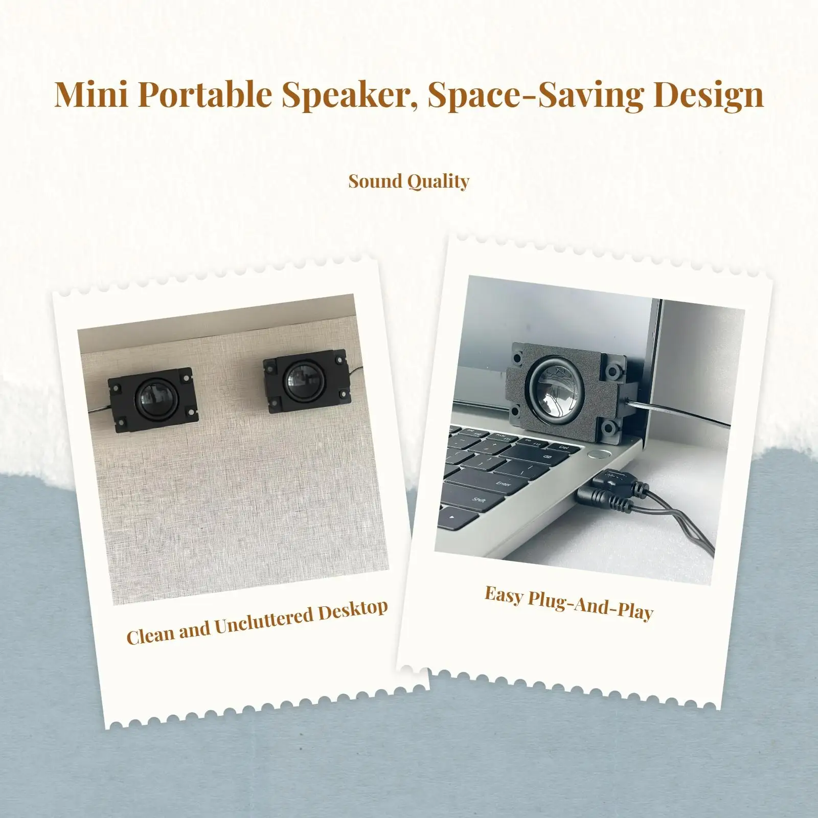 Computer Speaker Portable Mini Sound Bar USB Powered Stereo for Laptop Desktop Monitor and Projector Use