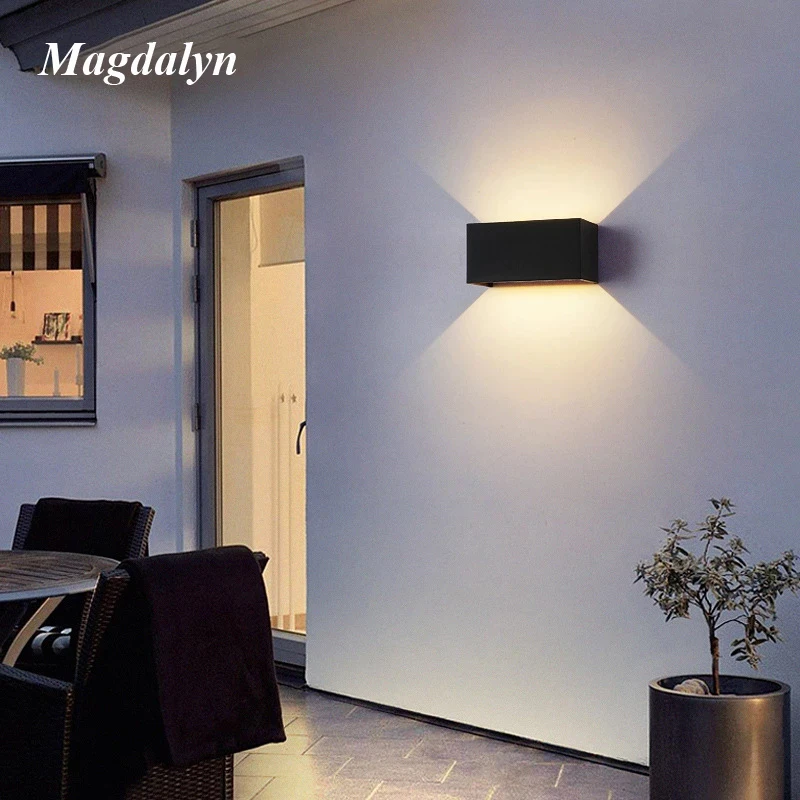 Magdalyn oświetlenie naścienne Led na zewnątrz wodoodporna 24W domu alumininio Led biała czarna Decorativo Patio lampka na ganek oświetlenie wewnętrzne