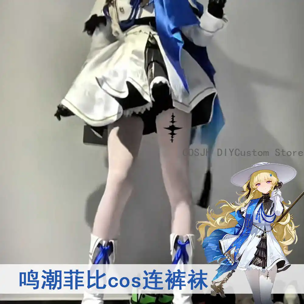 Wuthering موجات فيبي تأثيري الأبيض المطبوعة جوارب طويلة الجوارب جوارب لعبة هالوين زي ملحق أنيمي لعب الأدوار #2