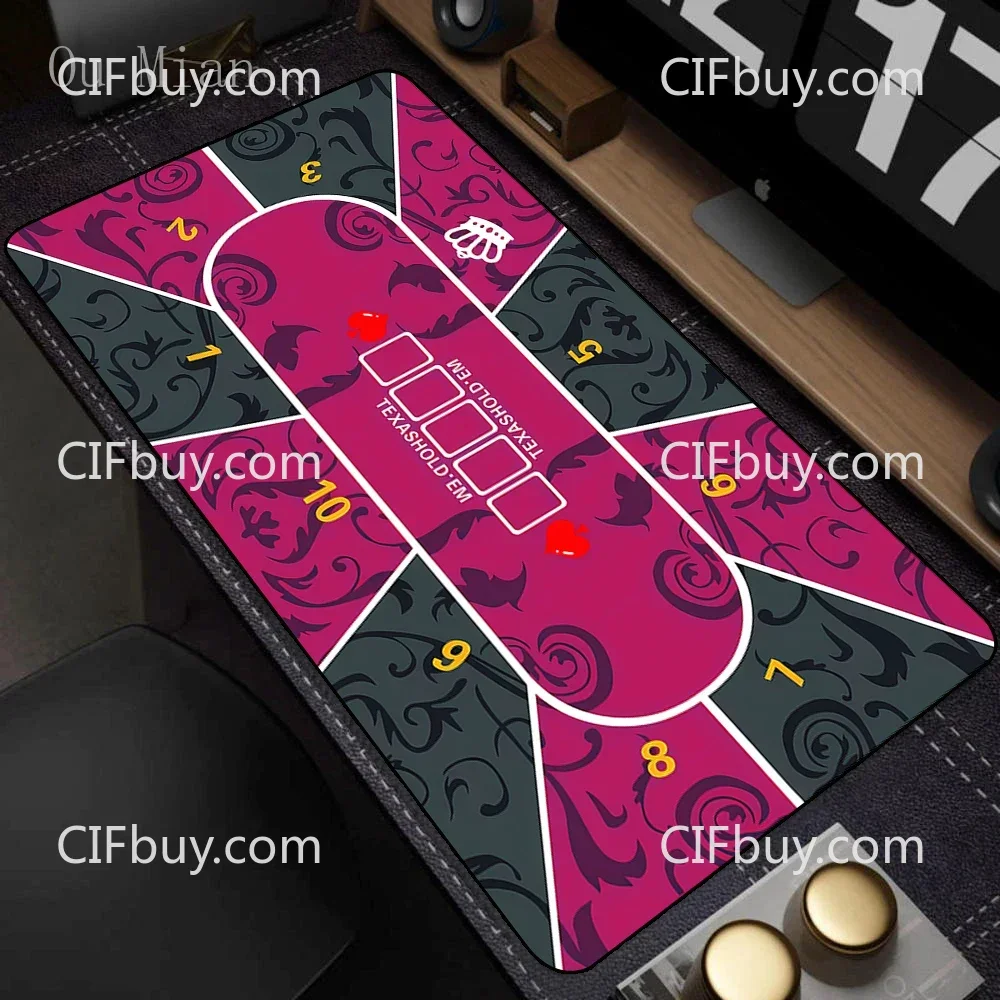 CIFBUY Texas Holdem Poker Table Mat Thick Non-Slip Rubber Base Home Game Night Board Room Decor
