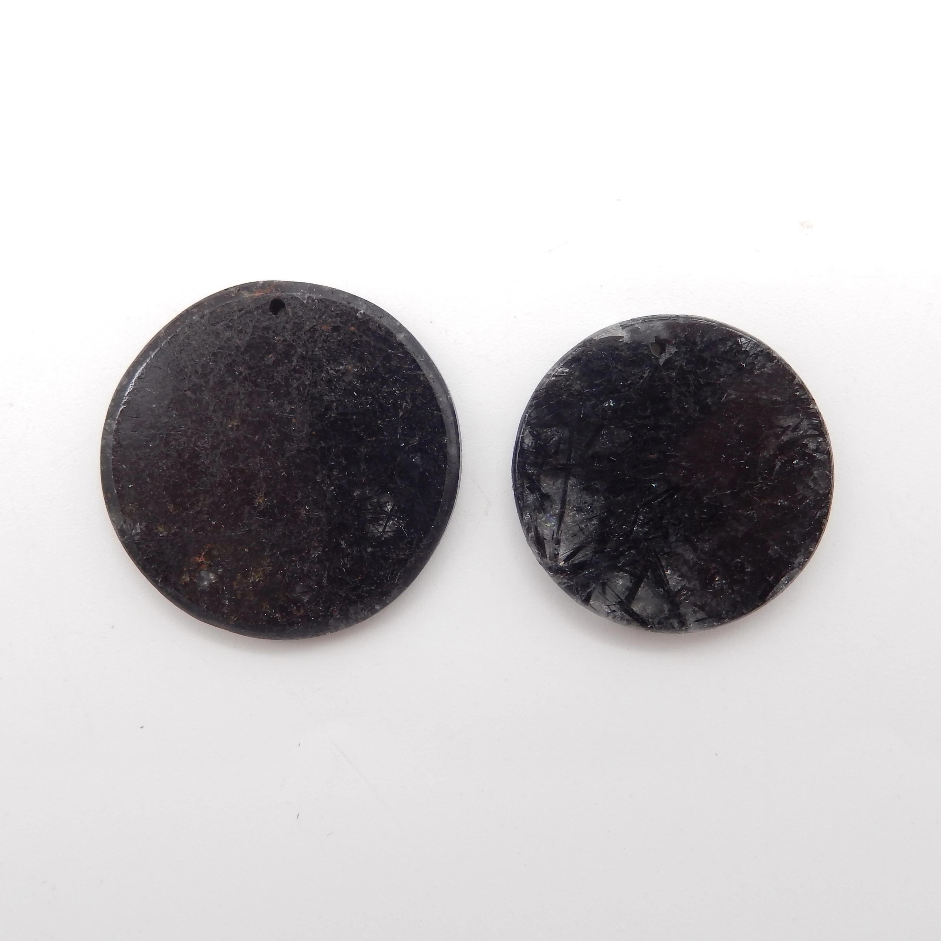 2PCS Black Rutilated Quartz Round Beads Lot , Gemstone Beads ,Fashion Jewelry Necklace Accessories