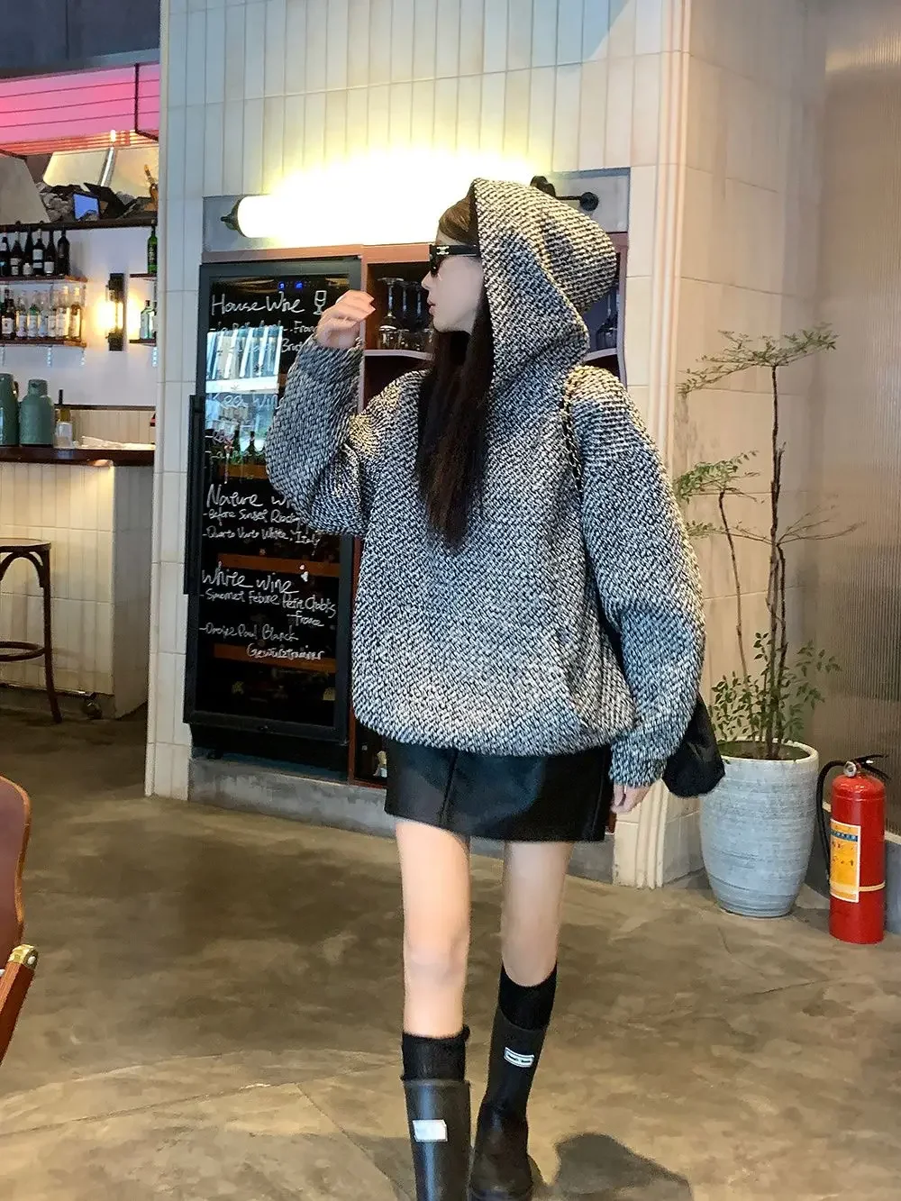 Woman Tops Baggy Autumn and Winter Hoodies Cold Hooded Tweed Sweatshirt for Women Loose Warm Thick Nice Color Sport Y 2k Vintage