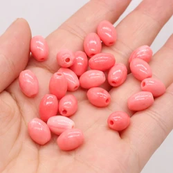 7x10mm 10pcs/set Oval-shaped Loose Beads Pink Natural Coral Beads for Jewelry Making Supplies DIY Necklace Bracelet Accessories