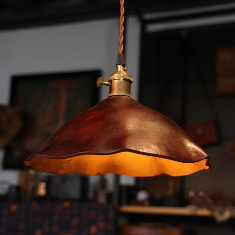 Vintage Heavy-duty Cowhide Shaping Pendant Lights Modern Designer Hanging Lamps Bedroom Bedside Window Counter Adorn Chandelier